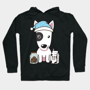 Funny bull terrier is having a midnight snack Hoodie